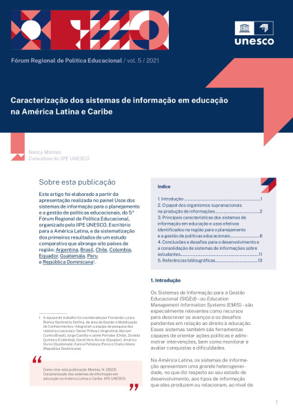 Caracterização dos sistemas de informação em educação na América Latina e Caribe